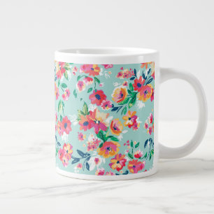 Grande Tasse Motif des fleurs peintes