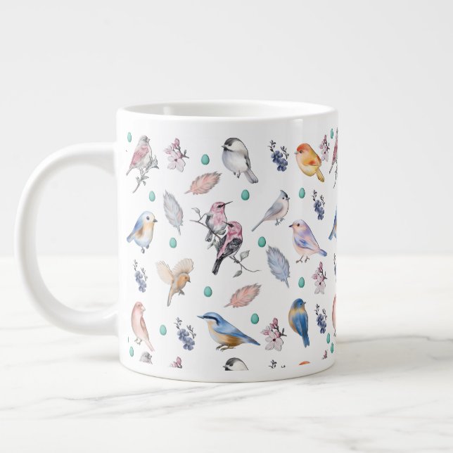 Grande Tasse Motif des oiseaux de printemps (Gauche)
