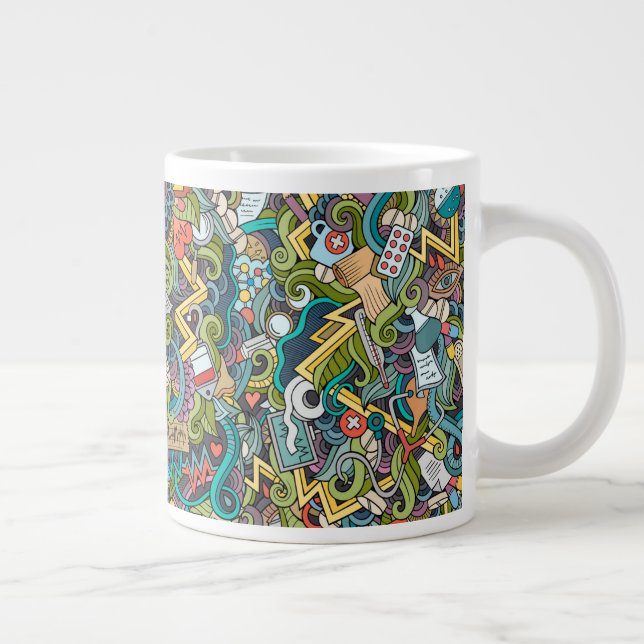 Grande Tasse Motif d'icône Médicale d'art Abstrait (Droite)