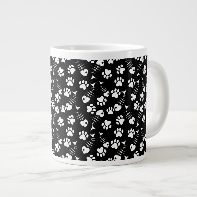 Grande Tasse motif d'impression de chat d'os de poissons (Devant droit)