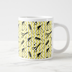 Grande Tasse Motif d'outil de coiffeur jaune