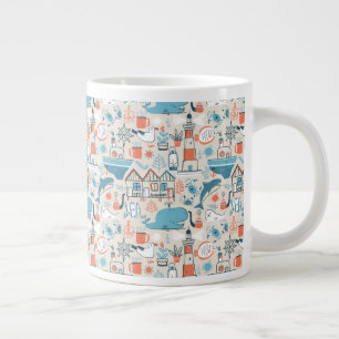Grande Tasse Motif du Doodle de la Mer du Nord