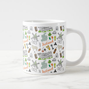 Grande Tasse Motif du Doodle d'Irlande