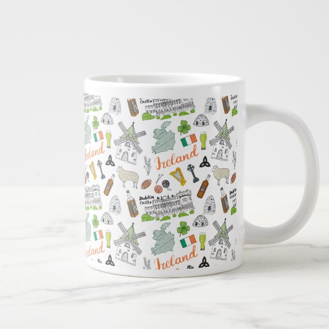 Grande Tasse Motif du Doodle d'Irlande (Droite)