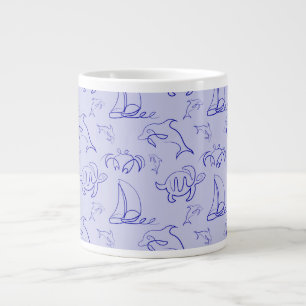 Grande Tasse Motif d'une ligne d'animal marin et voilier