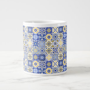 Grande Tasse Motif élégant d'Azulejo portugais bleu et blanc