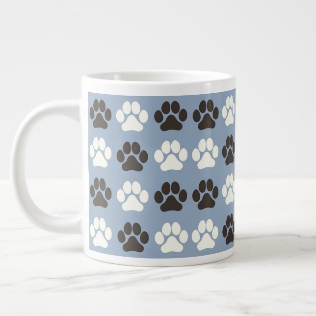 Grande Tasse Motif Empreinte de Patte Argent Bleu  (Gauche)