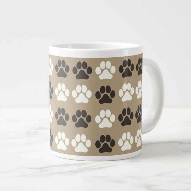Grande Tasse Motif Empreinte de Patte Terre Sable (Devant droit)