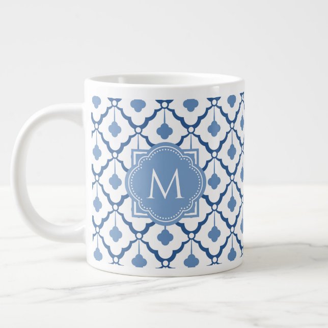 Grande Tasse Motif en céramique chinois bleu avec Monogram (Gauche)