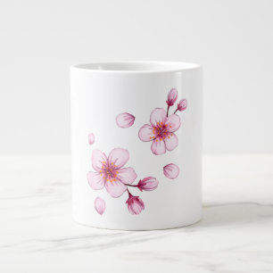 Grande Tasse Motif en fleurs de cerisier rose