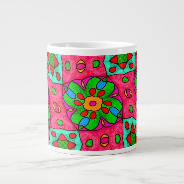 Grande Tasse Motif Fleurs Abstraites uniques (Devant)