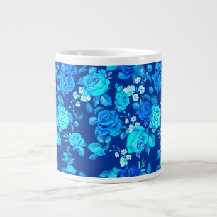 Grande Tasse Motif Fleurs Rose Bleue Classique-87600