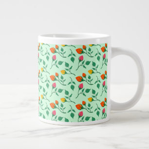 Grande Tasse Motif floral avec fleurs roses colorées