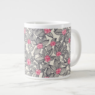 Grande Tasse Motif floral avec oiseaux de caricature