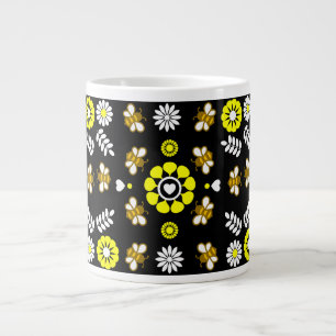Grande Tasse Motif floral botanique d'abeille