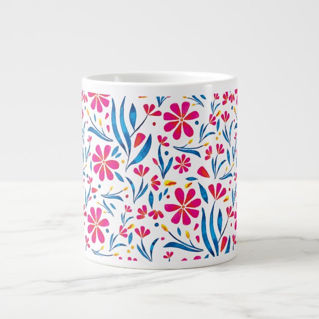 Grande Tasse Motif floral d'aquarelle (Devant)
