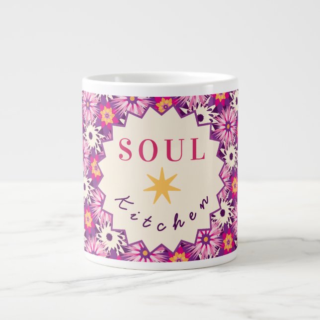 Grande Tasse Motif floral décoratif Rose Violet Astra Moderne (Devant)