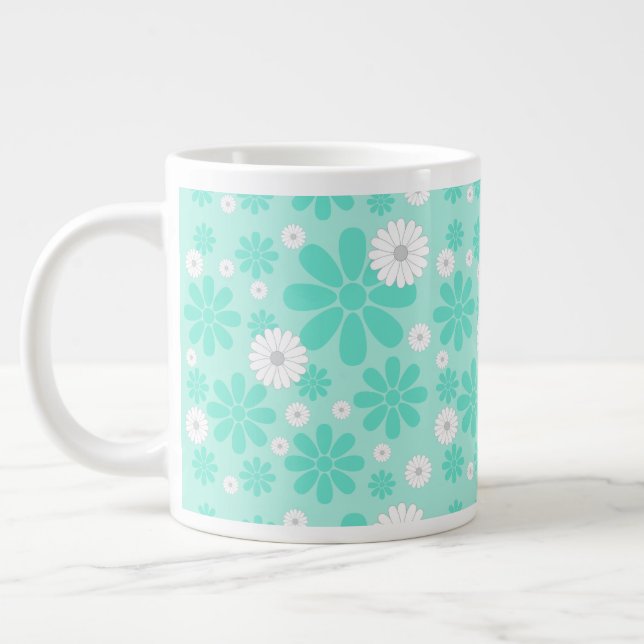 Grande Tasse Motif Floral Pastel MINT (Gauche)