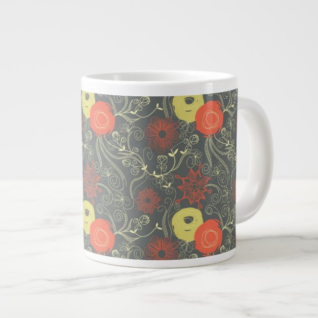 Grande Tasse Motif floral rétro (Devant droit)