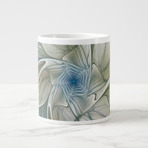 Grande Tasse Motif floral rêve abstrait bleu kaki fractal