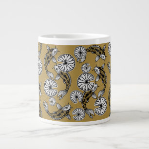 Grande Tasse Motif folklorique de carpe dorée à l'indigo japona