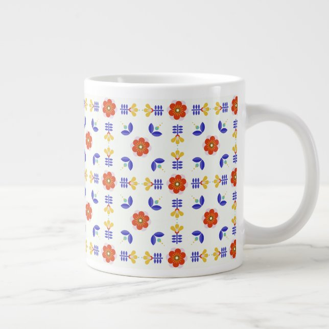Grande Tasse Motif géométrique Fleur de néon d'art populaire (Droite)