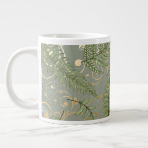 Grande Tasse Motif Green et Gold Fern