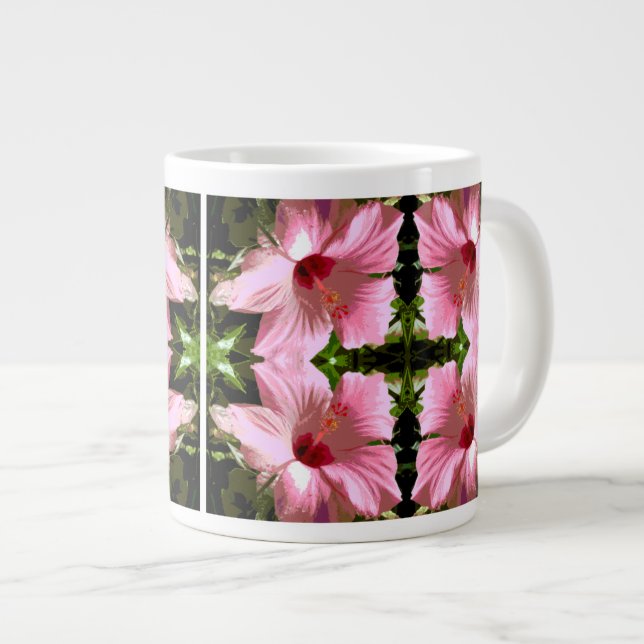 Grande Tasse Motif Hibiscus Rose (Devant droit)