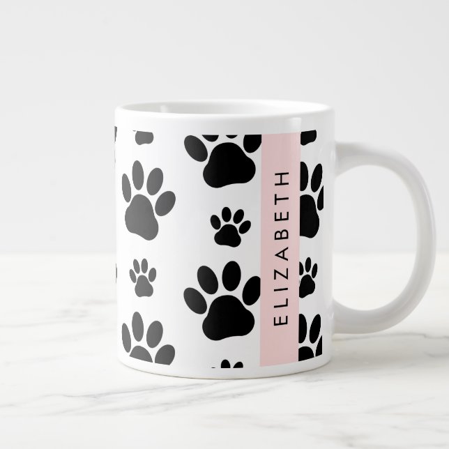 Grande Tasse Motif mâle, Patrouilles de chien, Noir et Blanc, V (Droite)