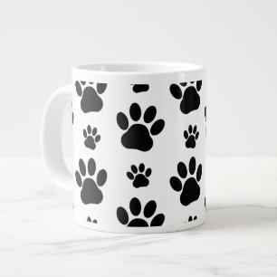 Grande Tasse Motif mâle, pattes de chien, Empreintes de pattes,