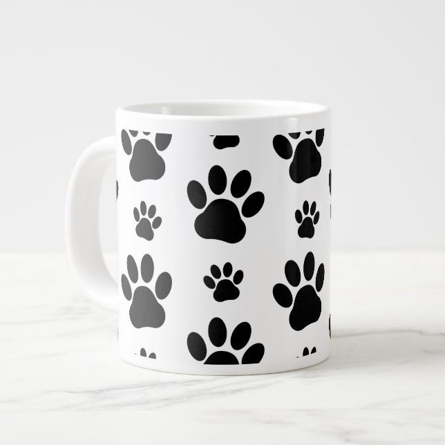 Grande Tasse Motif mâle, pattes de chien, Empreintes de pattes, (Devant gauche)