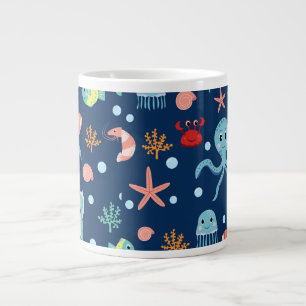 Grande Tasse Motif mignon de vie marine de l'océan