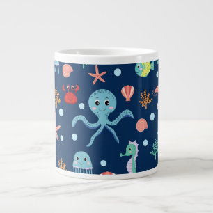 Grande Tasse Motif mignon de vie marine de l'océan