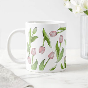 Grande Tasse Motif moderne de Tulipe rose