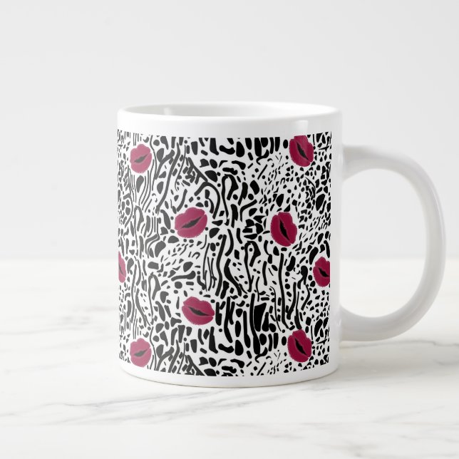 Grande Tasse Motif moderne Lipstick Lips B&W (Droite)