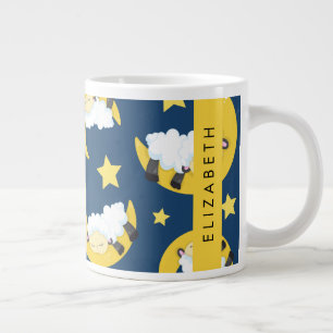 Grande Tasse Motif mouton, Mouton dormant, Lune, Votre Nom