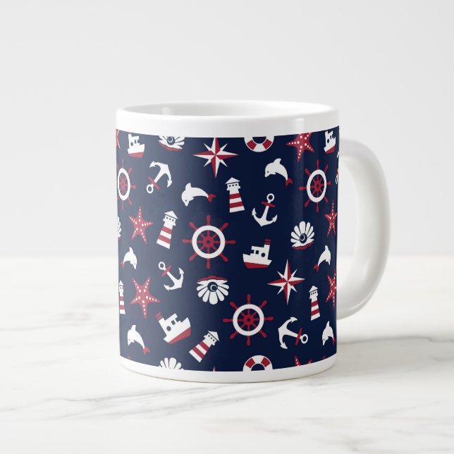 Grande Tasse Motif nautique de mer (Devant droit)
