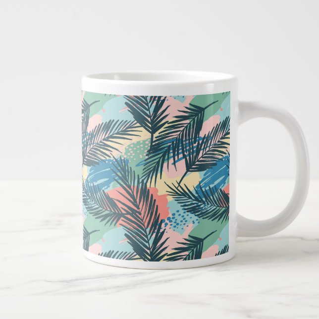 Grande Tasse Motif Pastel Tropical Leaf (Droite)