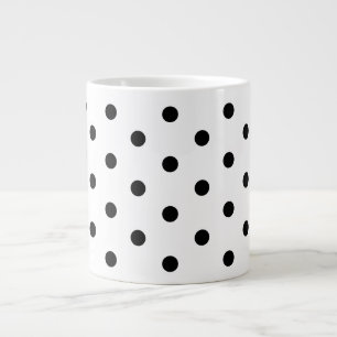 Grande Tasse Motif Pois noir et blanc rétro