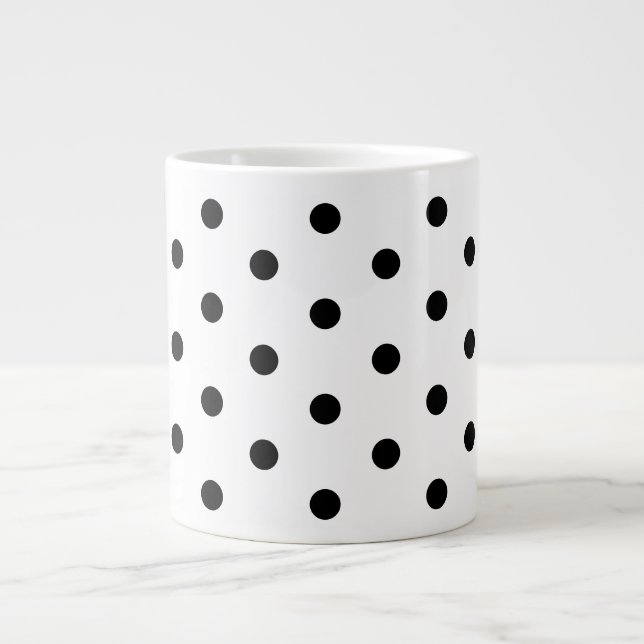 Grande Tasse Motif Pois noir et blanc rétro (Devant)