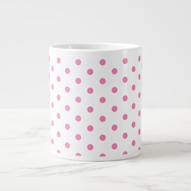 Grande Tasse Motif Pois tendance blanc et rose Retro (Devant)