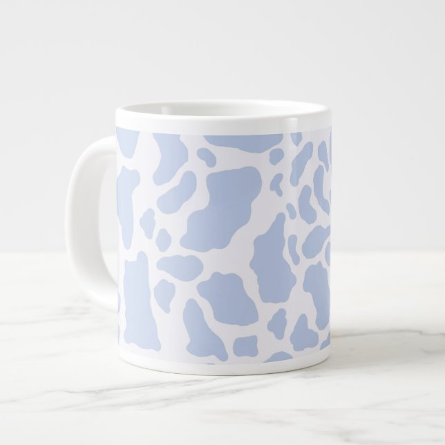 Grande Tasse Motif Poster de animal des points de vache bleu (Devant gauche)
