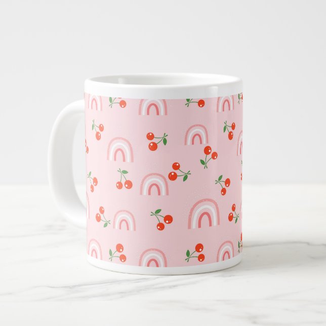 Grande Tasse Motif rose arc-en-ciel cerise (Devant gauche)
