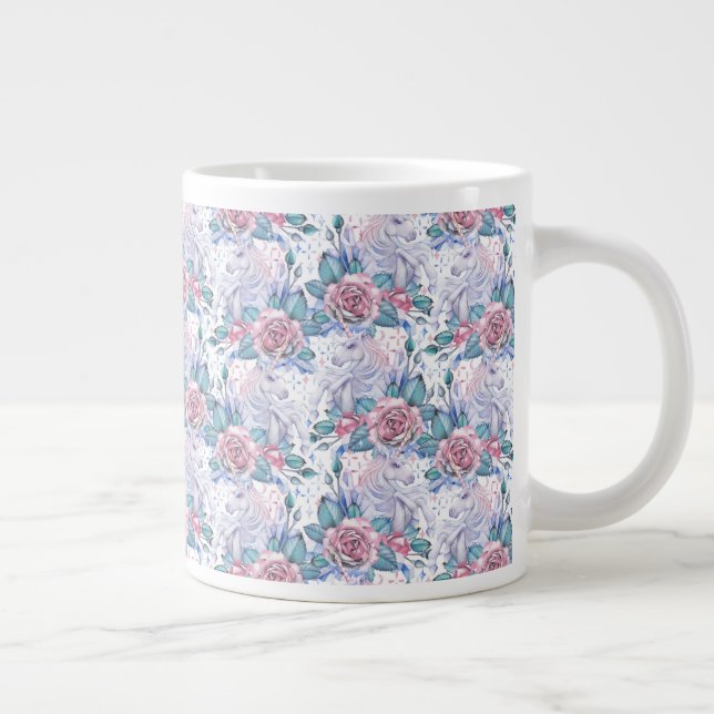 Grande Tasse Motif Rose rose et bleu (Droite)