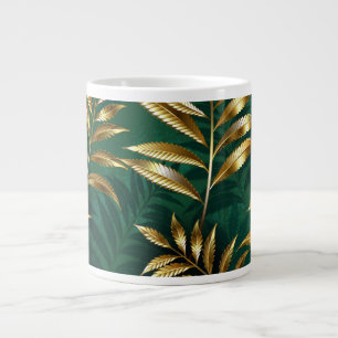 Grande Tasse Motif sans couture avec des fougères dorées