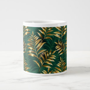 Grande Tasse Motif sans couture avec des fougères dorées