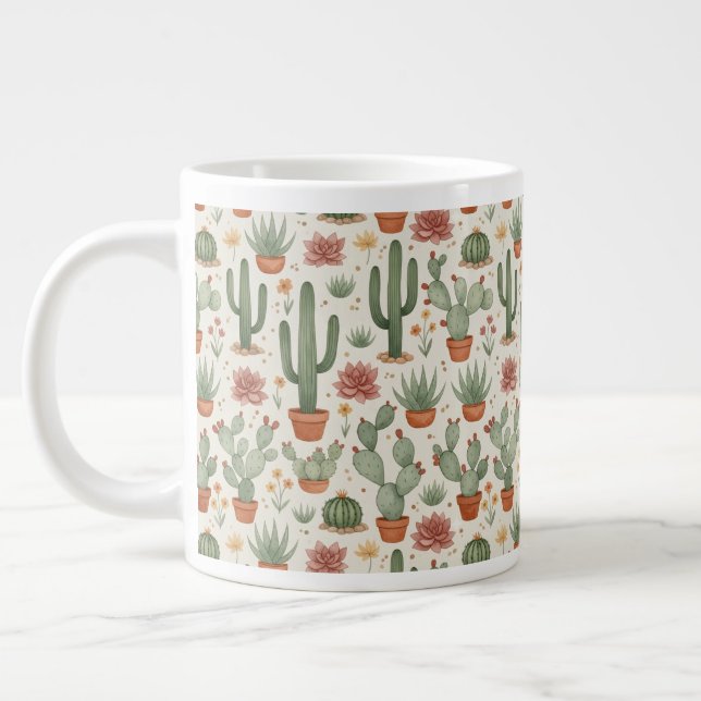 Grande Tasse Motif sans couture de cactus de désert succulent (Gauche)