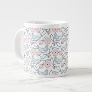 Grande Tasse Motif sans couture de fleurs et d'oiseaux