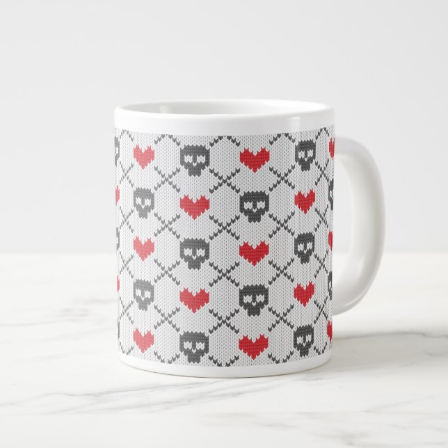 Grande Tasse Motif tricoté avec des crânes (Devant droit)