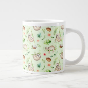Grande Tasse Motif Tropical Coconut Sloth